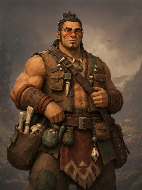 The Gatherer — a troll laden with packs and tools
